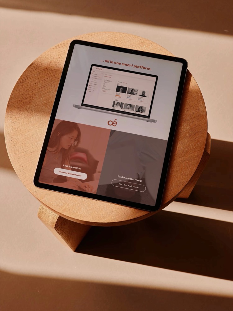 Concé tablet UI showing platform overview