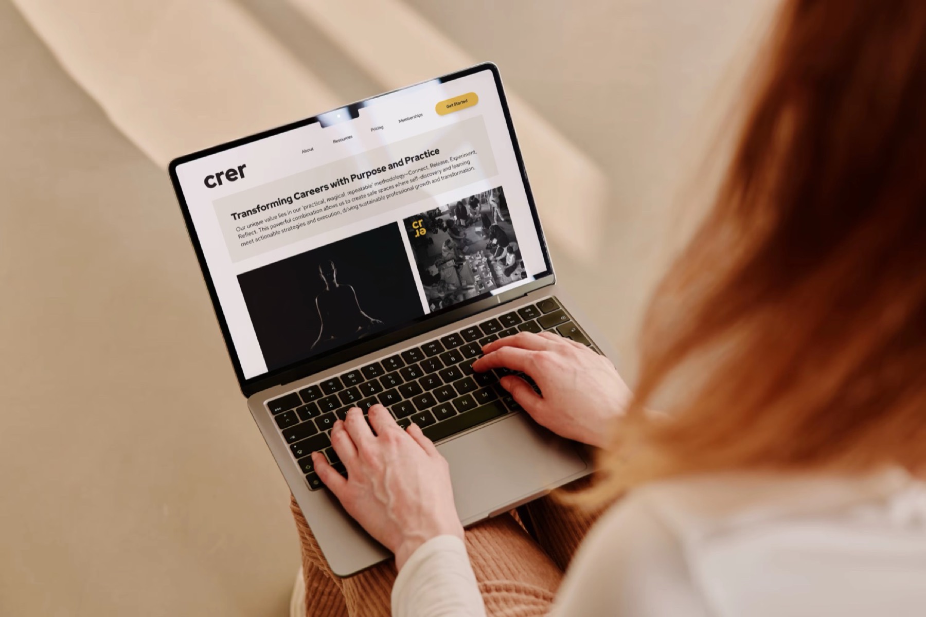 Crer website on laptop screen